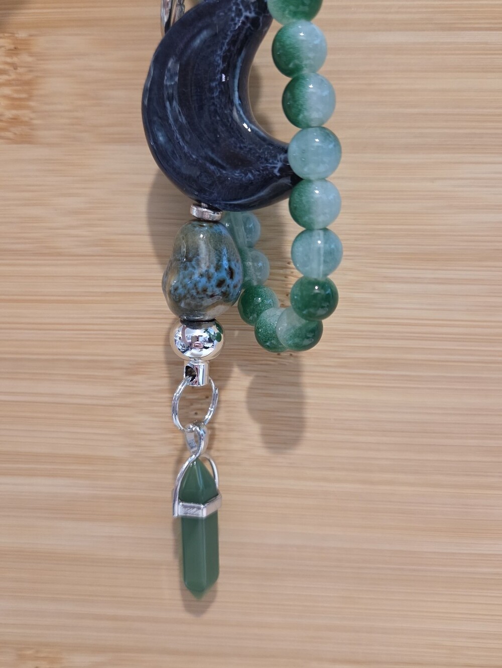 Gorgeous Handcrafted Keychain With Striking Polished Dark Crescent Moon - Picture 8 of 14
